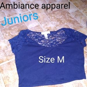 Royal blue short sleeve crop top lace back